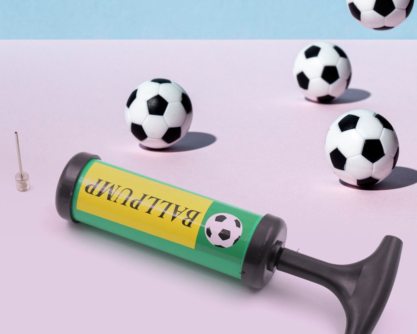 Inflator Air Ball Pump Soft Bouncing Ball Development Kids Toy, Sports Plastic Pump for Soccer, Basketball, Football, Volleyball Ball (17 Cm)