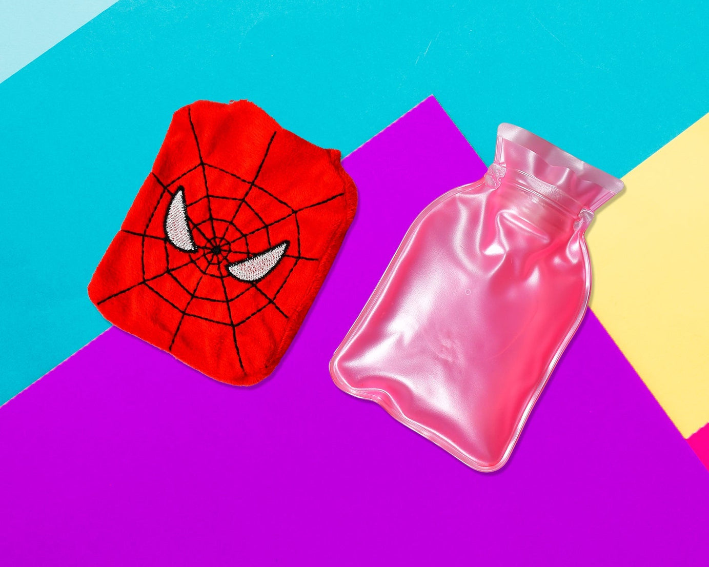 Spiderman hot water bag with cover for pain relief and warmth