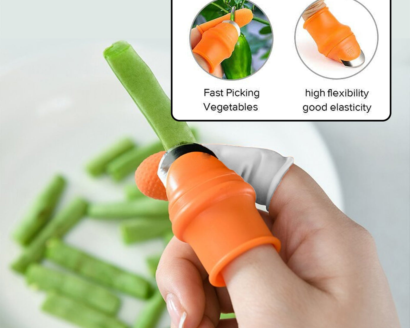 Thumb cutters in kitchen setting, showing usage.