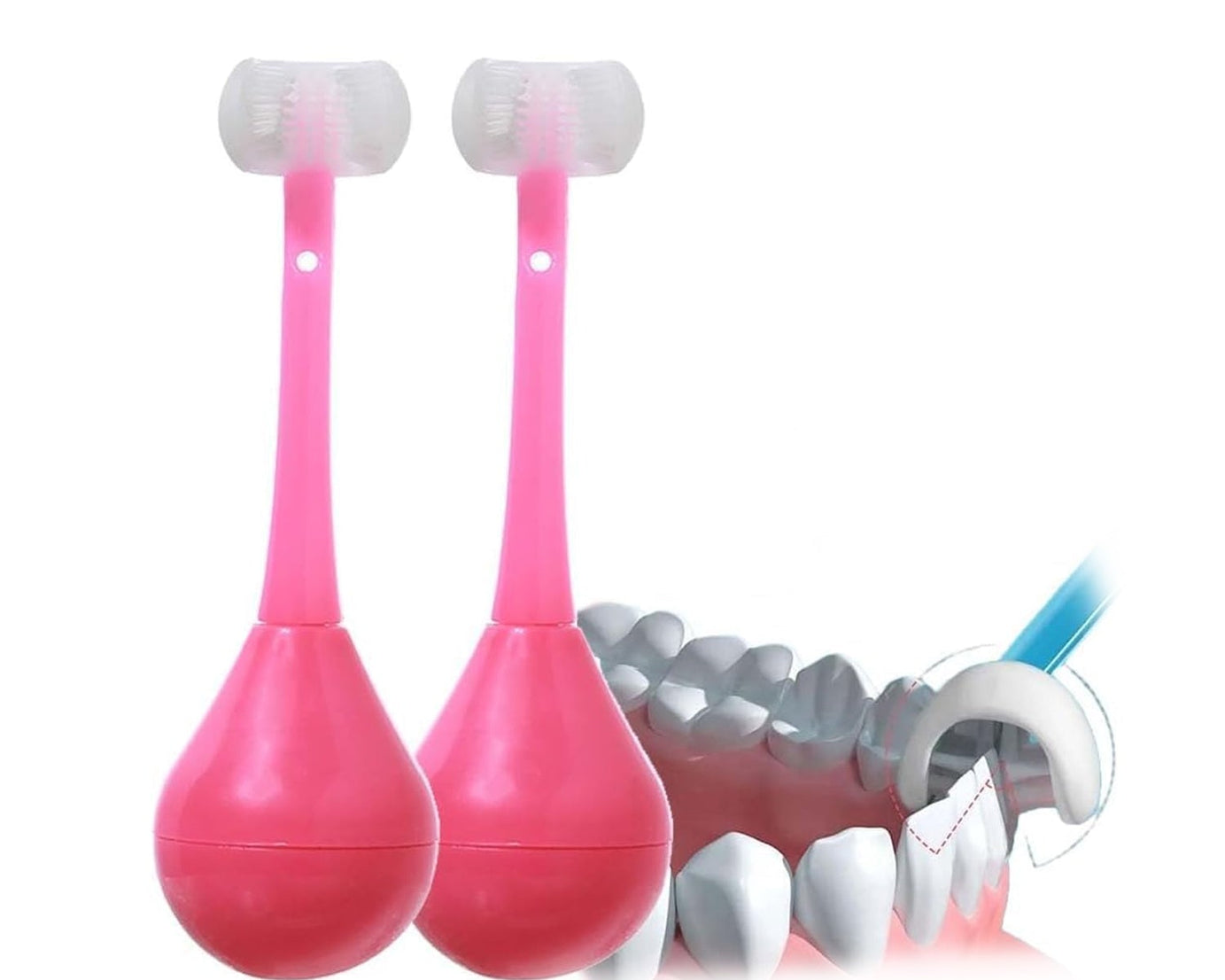 Toothbrush - Soft Bristle Toothbrush - 3-Sided Training Toothbrush With Silicone Head, Inverted Cleaning Toothbrush for Aged 2-12, Children's Cleaning (1 Pc)