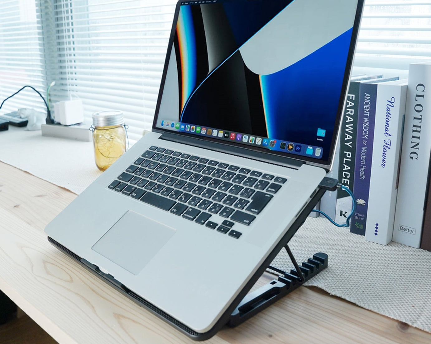 Laptop Cooler Cooling Pad with 2 Quiet Led Fans, Dual USB Ports, Portable Ultra Slim USB Powered 7 Heights Adjustable Laptop Stand for Gaming Laptop