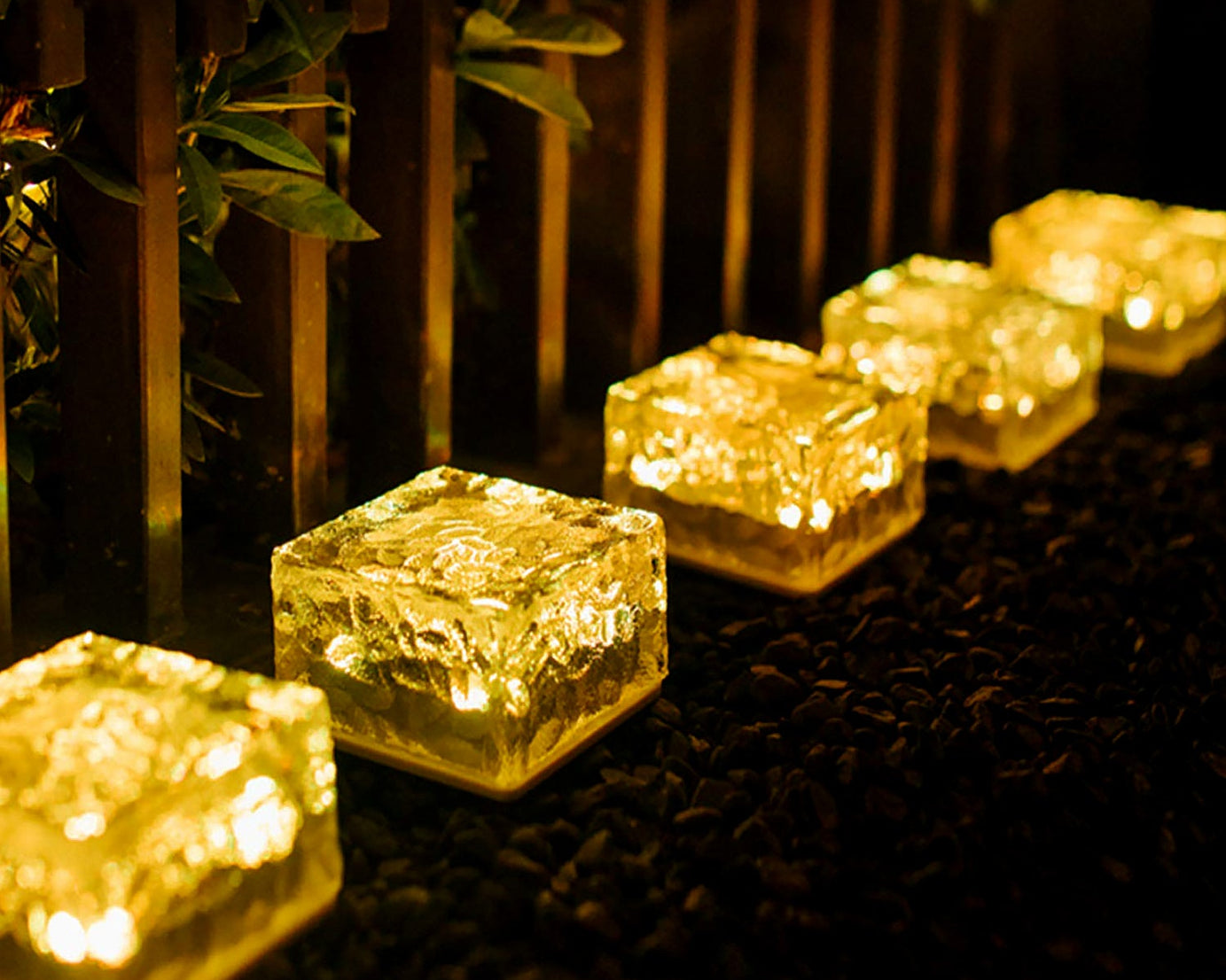 8557 Solar Ice Cube Shaped Garden Light, Ice Cube Shaped Garden Warm Light Outdoor Solar Garden Decorative Lights for Walkway Pathway Backyard Christmas Decoration Parties