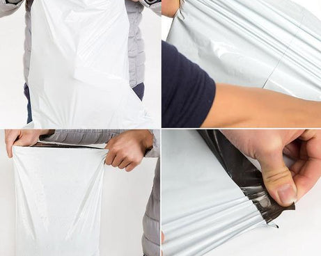 Courier bags in a bundle, highlighting their tamper-proof features and size for secure delivery