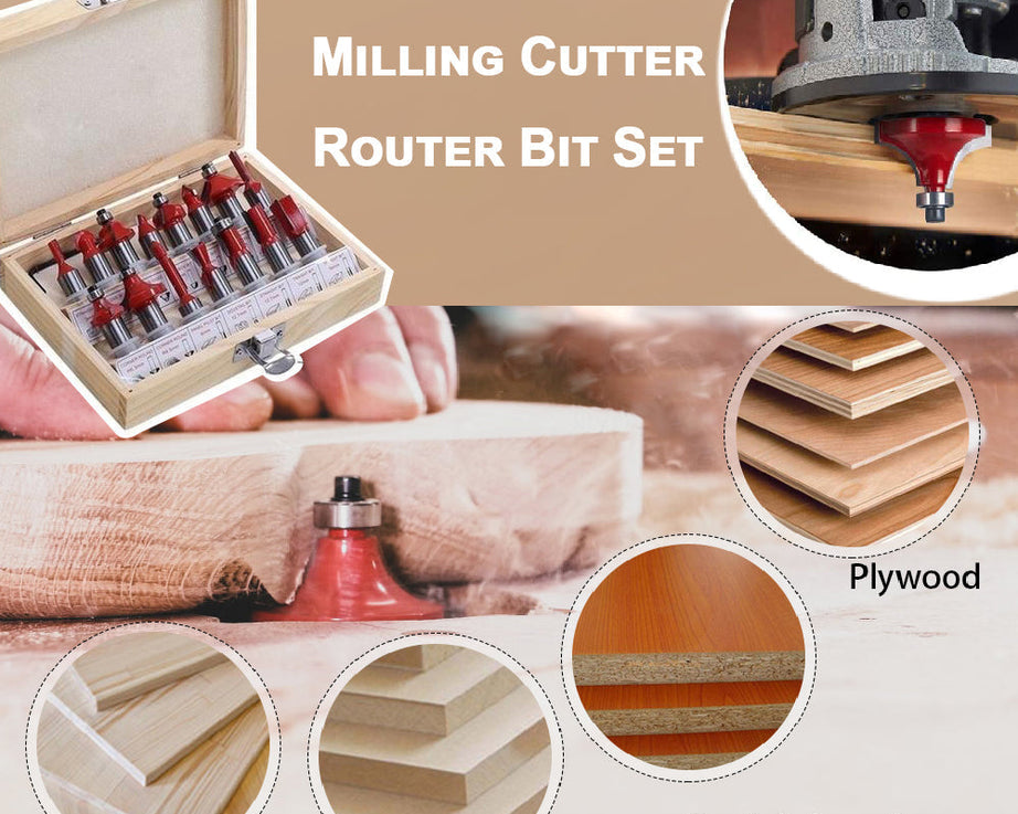 12 / 15pcs Milling Cutter Router Bit Set