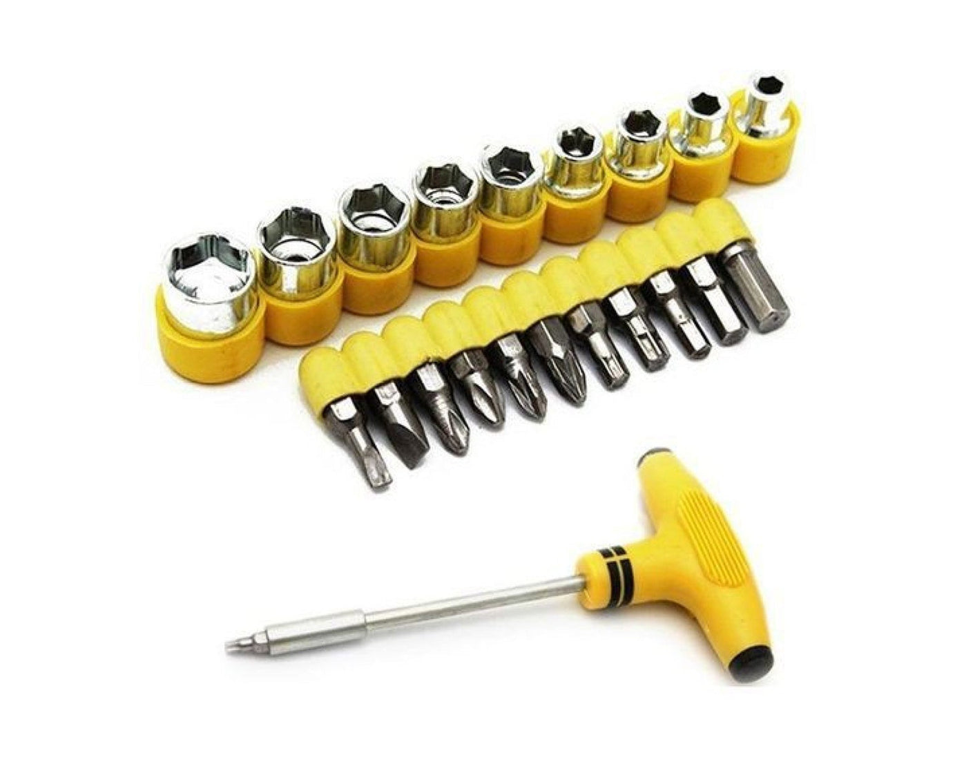 Screwdriver set with various tools and accessories.