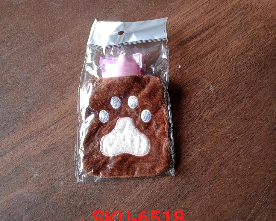 Paw Print Small Hot Water Bag with Cover for Pain Relief