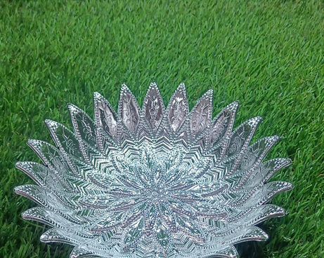 Traditional Design Serving Tray, Plastic Silver Finish Serving Tray, Multipurpose Tray, Decorative Tray, Mukhwas Serving Tray (1 Pc )