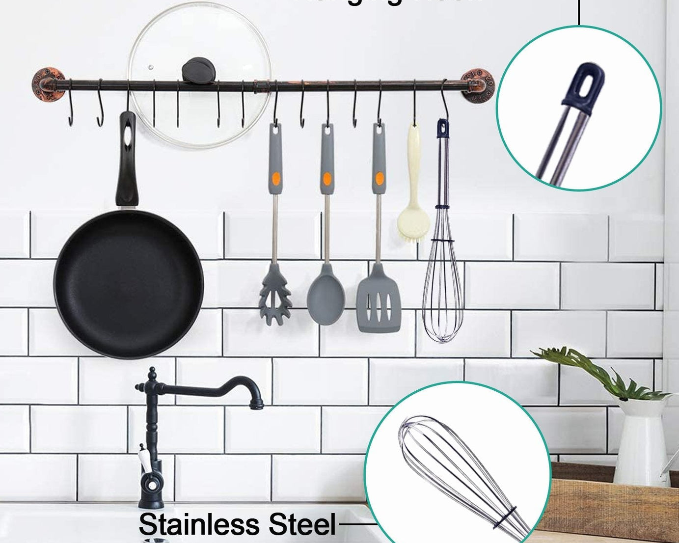 Compact 8-inch whisk for various cooking tasks