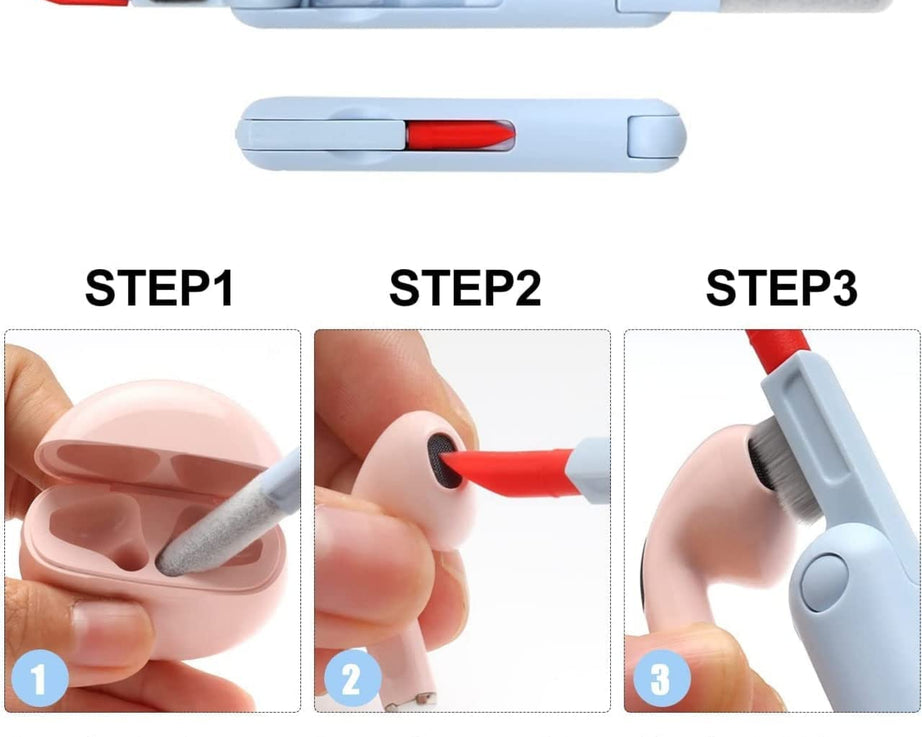 7 in 1 Electronic Cleaner kit, Cleaning Kit for Monitor Keyboard Airpods, Screen Dust Brush Including Soft Sweep, Swipe, Airpod Cleaner Pen, Key Puller and Spray Bottle   02