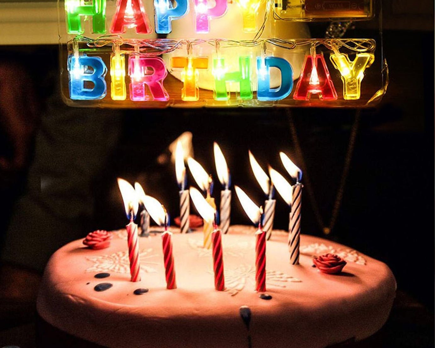 Battery-operated string lights for birthdays, 13 LED letters