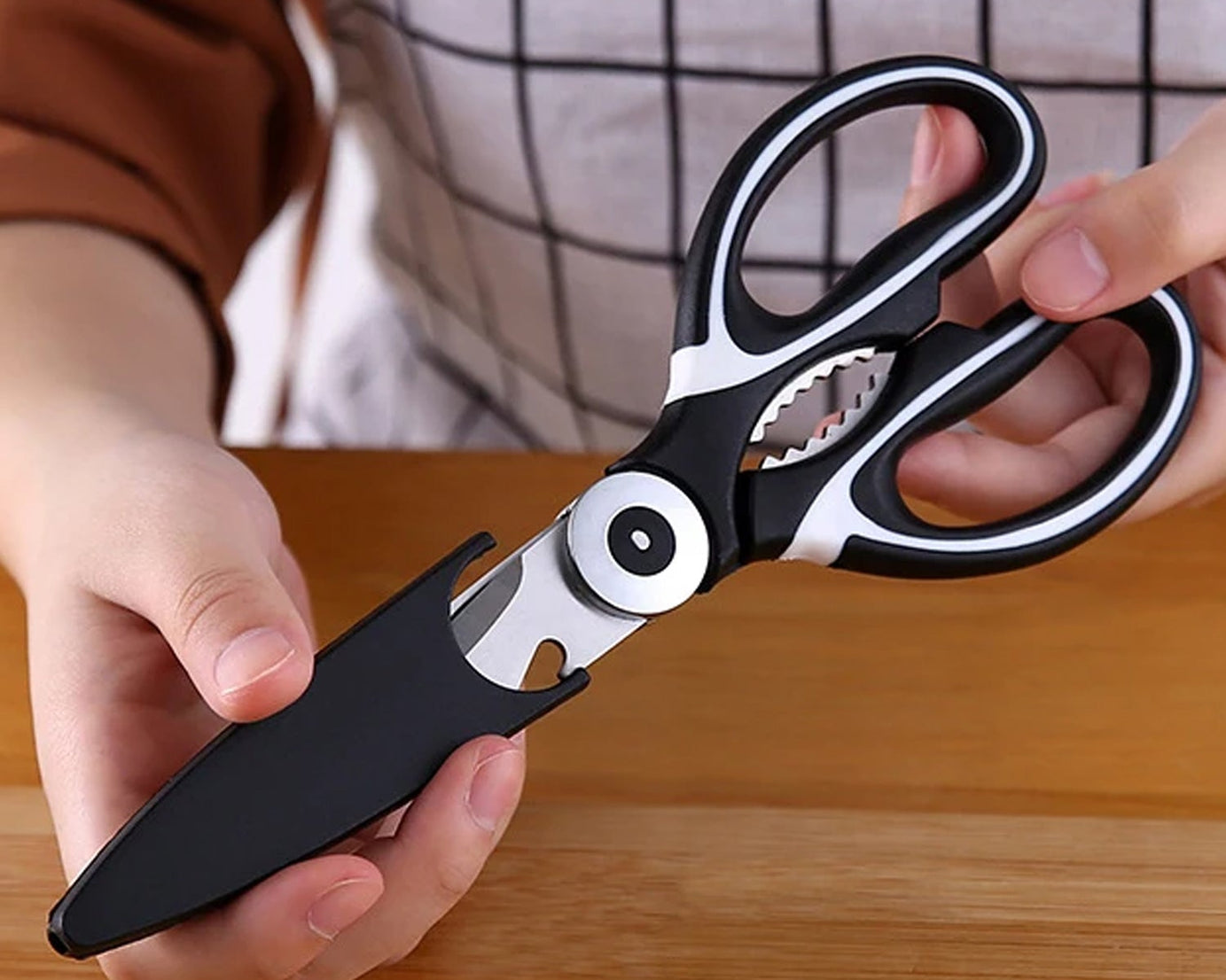 3 in1 Multi-Function Kitchen Household for Vegetables, Fruit, Cheese & Meat Slices with Bottle Opener Stainless Steel Sea Food Scissor (1 Pc )