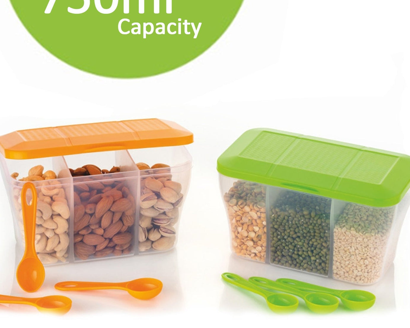 750ml square plastic organizer, ideal for food storage and organization.
