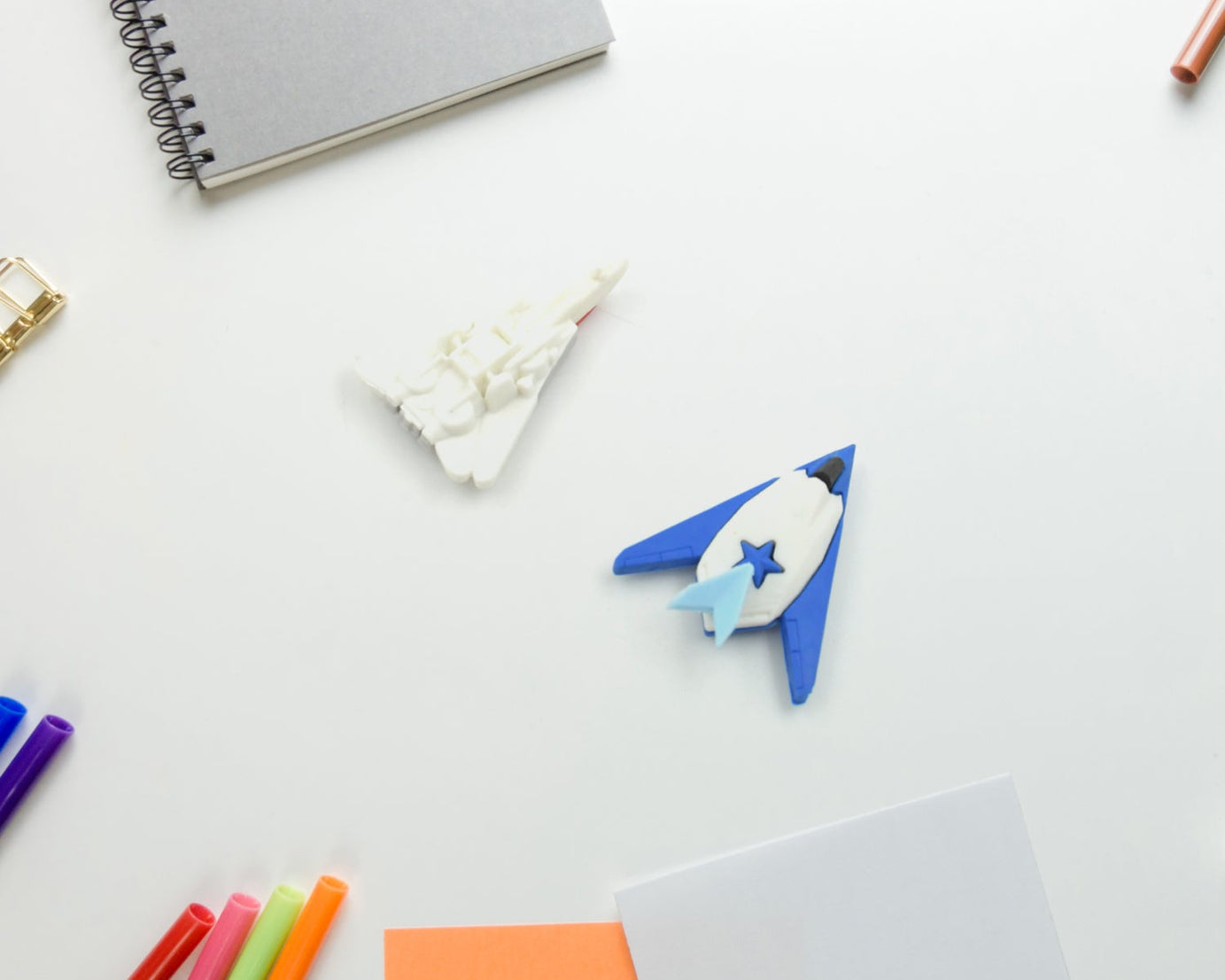 Fun Erasers for Kids: Gun & Plane Shapes (4-Pack, Gift Set)