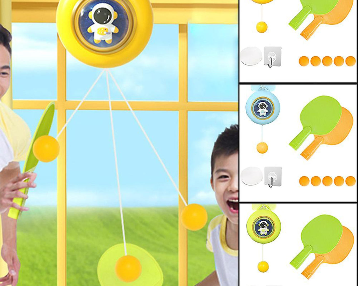 Portable Indoor Hanging Table Tennis with Five Ball, Table Tennis Self Training Set