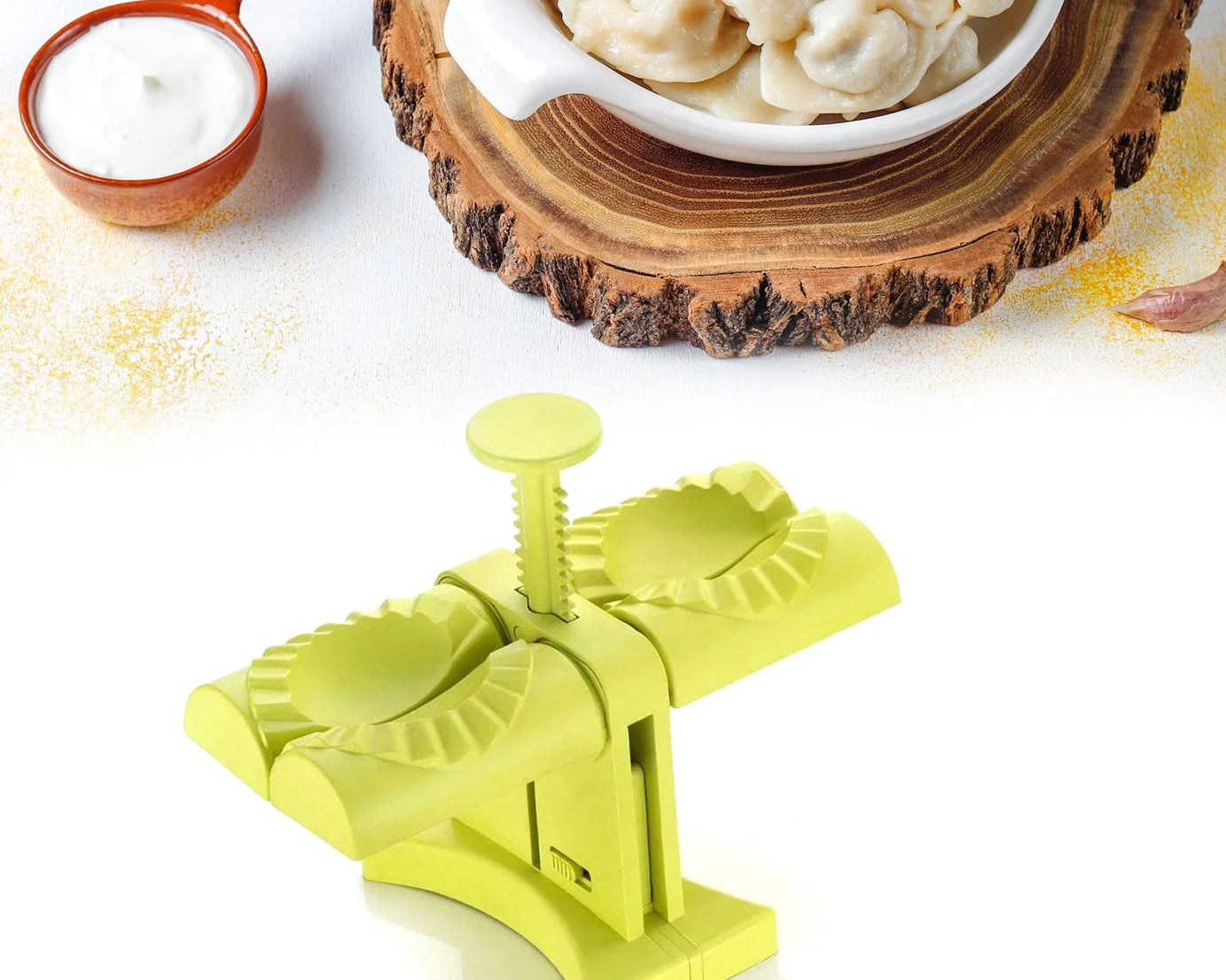 DUMPLING MAKER MOLD,DOUBLE HEAD DUMPLING MOLD WRAP TWO AT A ONE TIME,HOUSEHOLD DUMPLING MAKER MOULD,EASY-TOOL FOR MAKING DUMPLINGS,DUMPLING PRESS MOLD KITCHEN ACCESSORIES (Brown Box)