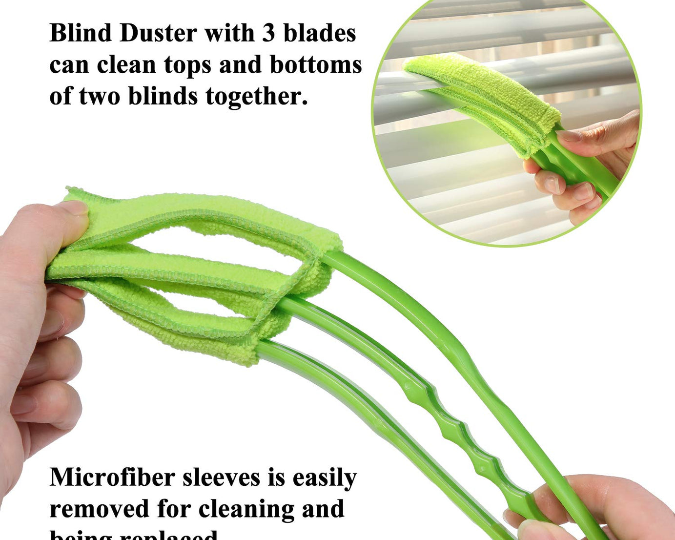 7729 Window Blind Cleaner Duster Brush with Microfiber Sleeves - Blind Cleaner Tools for Window Shutters Blind Air Conditioner Jalousie Dust