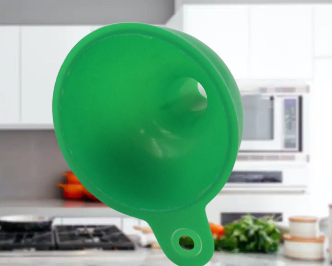 Silicone Funnel For Pouring Oil, Sauce, Water, Juice And Small Food-Grains (1 Pc Green)