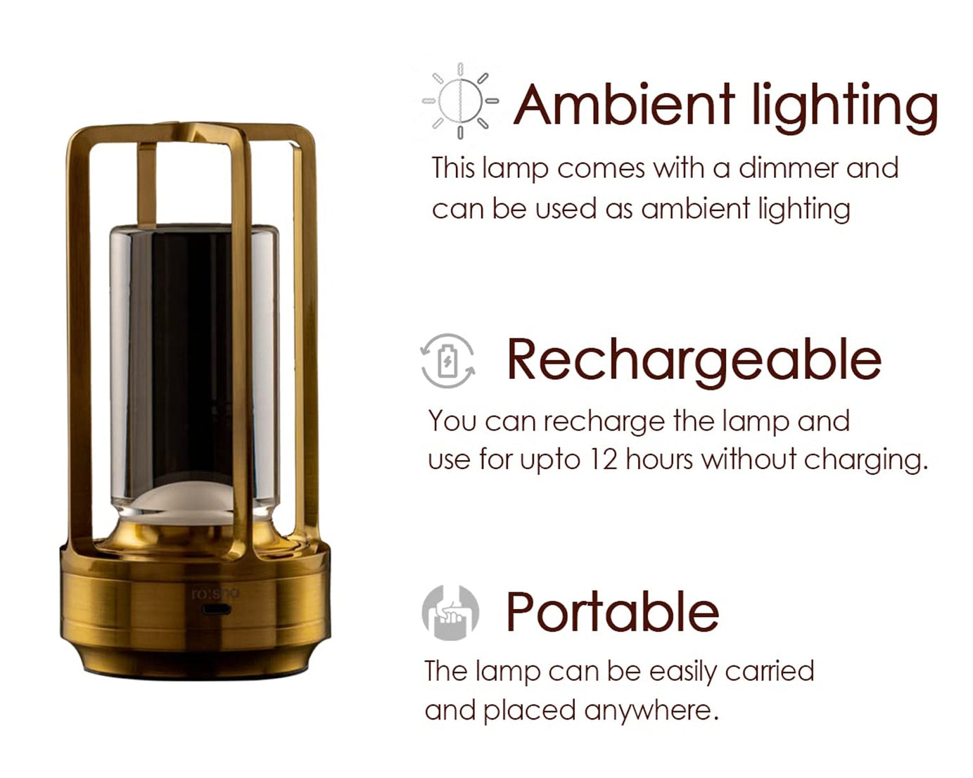 Crystal Lantern Lamp, Crystal Lantern Table Lamp, 3 Colors Rechargeable Cordless Led Lights for Restaurant / Bedroom Lights (1 Pc)