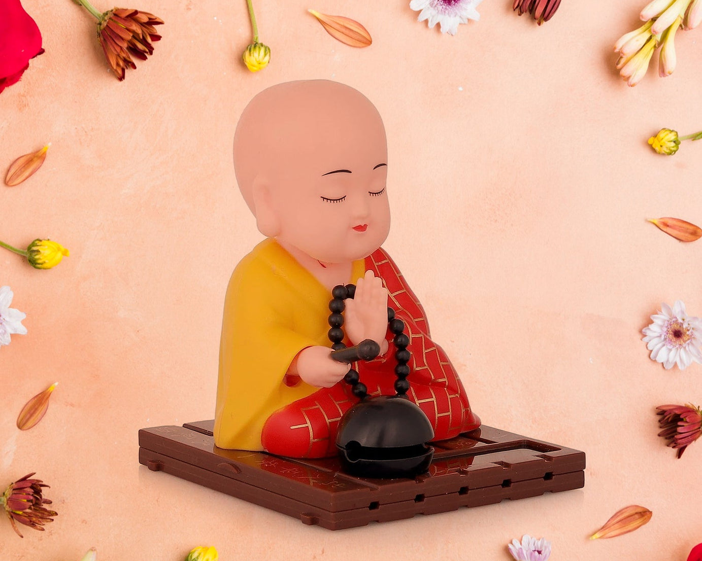 Solar Powered Sitting Buddha Statue,  Moving Head and Hand (1 Pc / Medium)