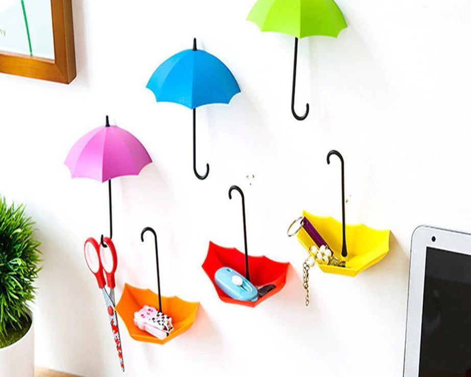 Umbrella-shaped key holder in bright colors