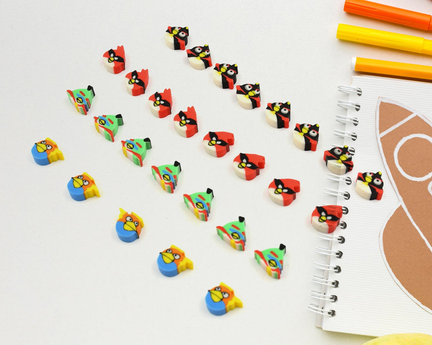 Fancy & Stylish Colorful Erasers, Mini Eraser Creative Cute Novelty Eraser for Children Different Designs Eraser Set for Return Gift, Birthday Party, School Prize (28 Pcs In 1 Packet)