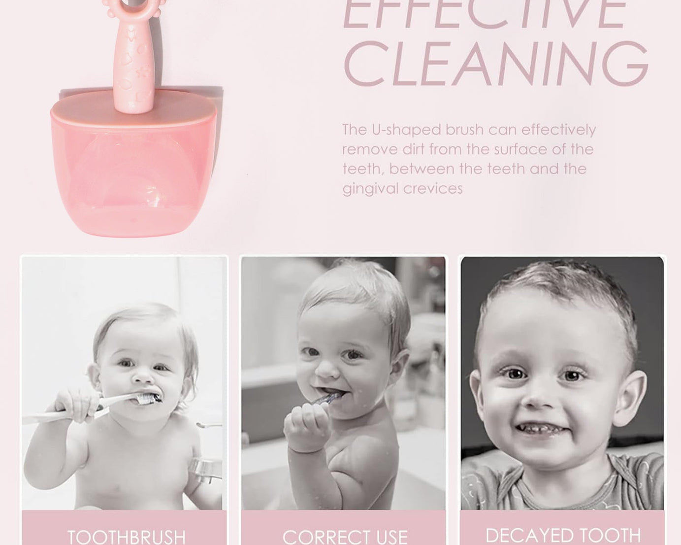 Kids U Shaped Toothbrush Children Baby Silicone Kids Toothbrush U Shaped Silicone Brush Head for 360 Degree Cleaning Suitable For 2-6 Years (1 Pc)