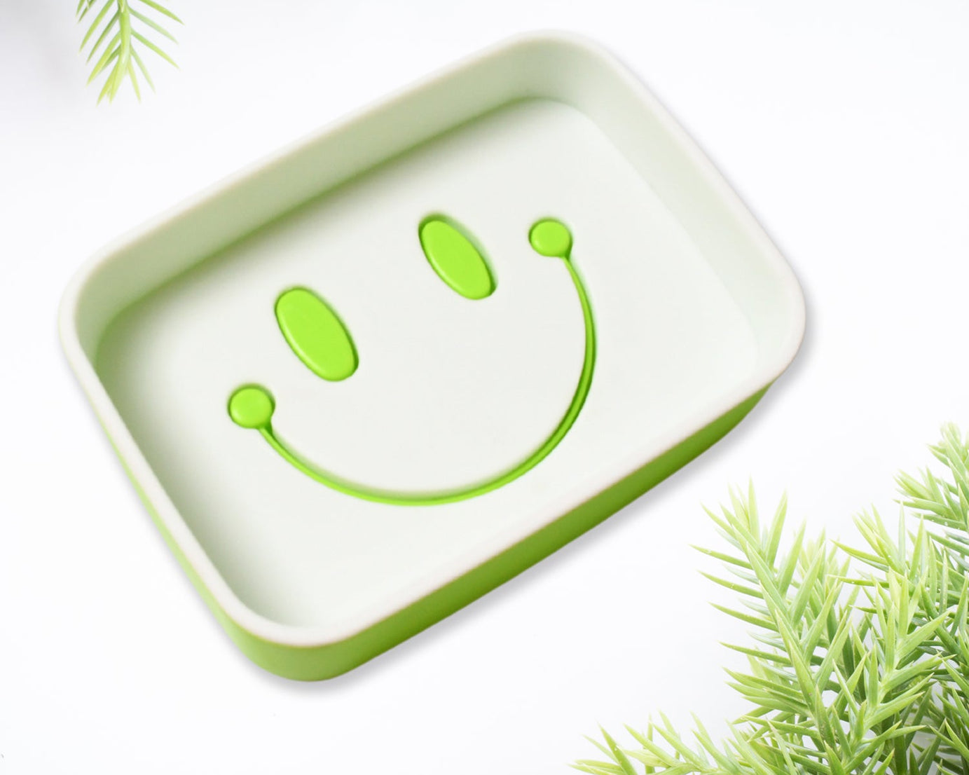 Portable Travel Home Box Cute Cartoons Smile Face Container Draining Holder Soap Dish