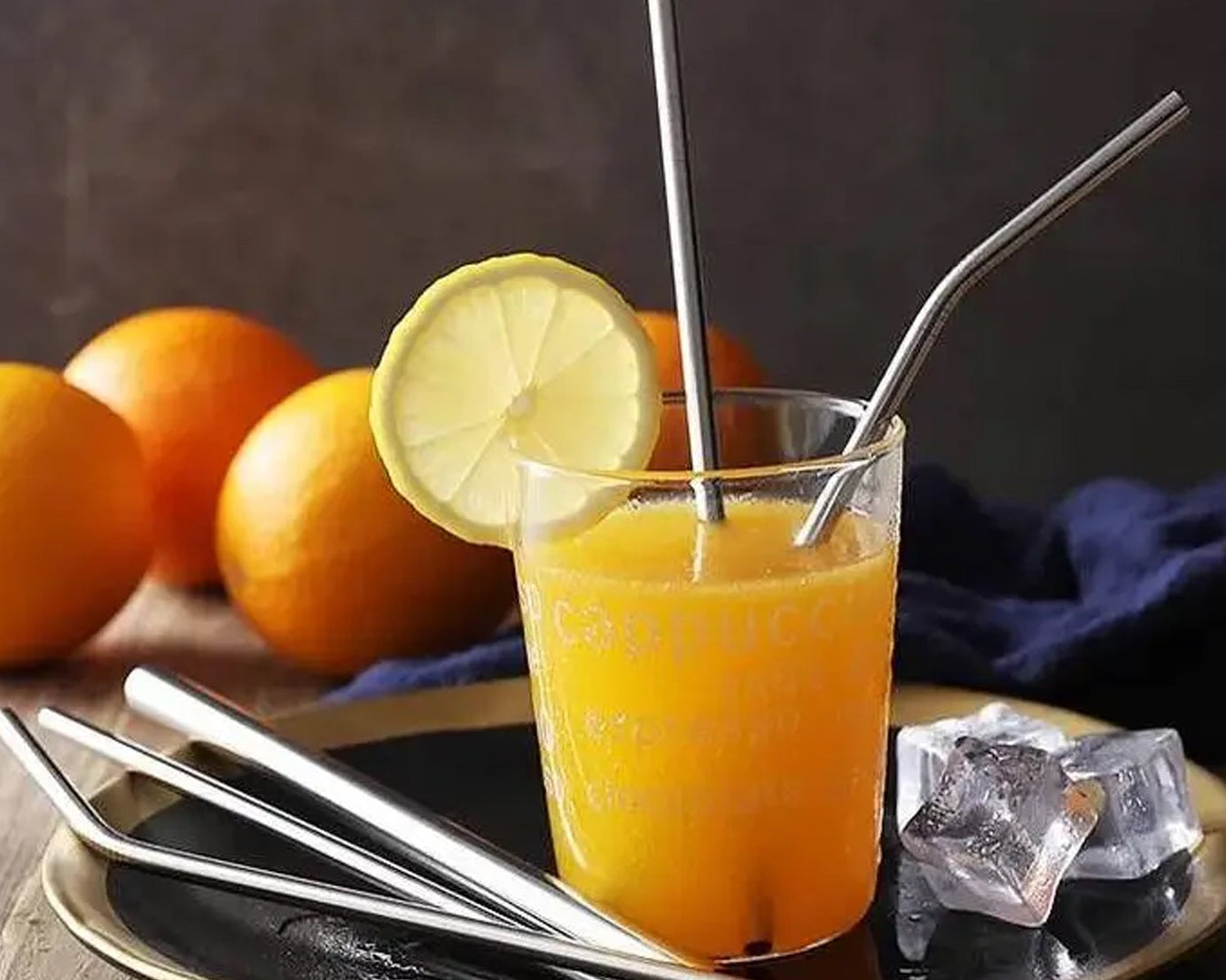 Reusable Stainless Steel Straws with Travel Case Cleaning Brush Eco Friendly Extra Long Metal Straws Drinking Set of 4 (2 Straight straws, 1 Bent straws, 1 Brush)