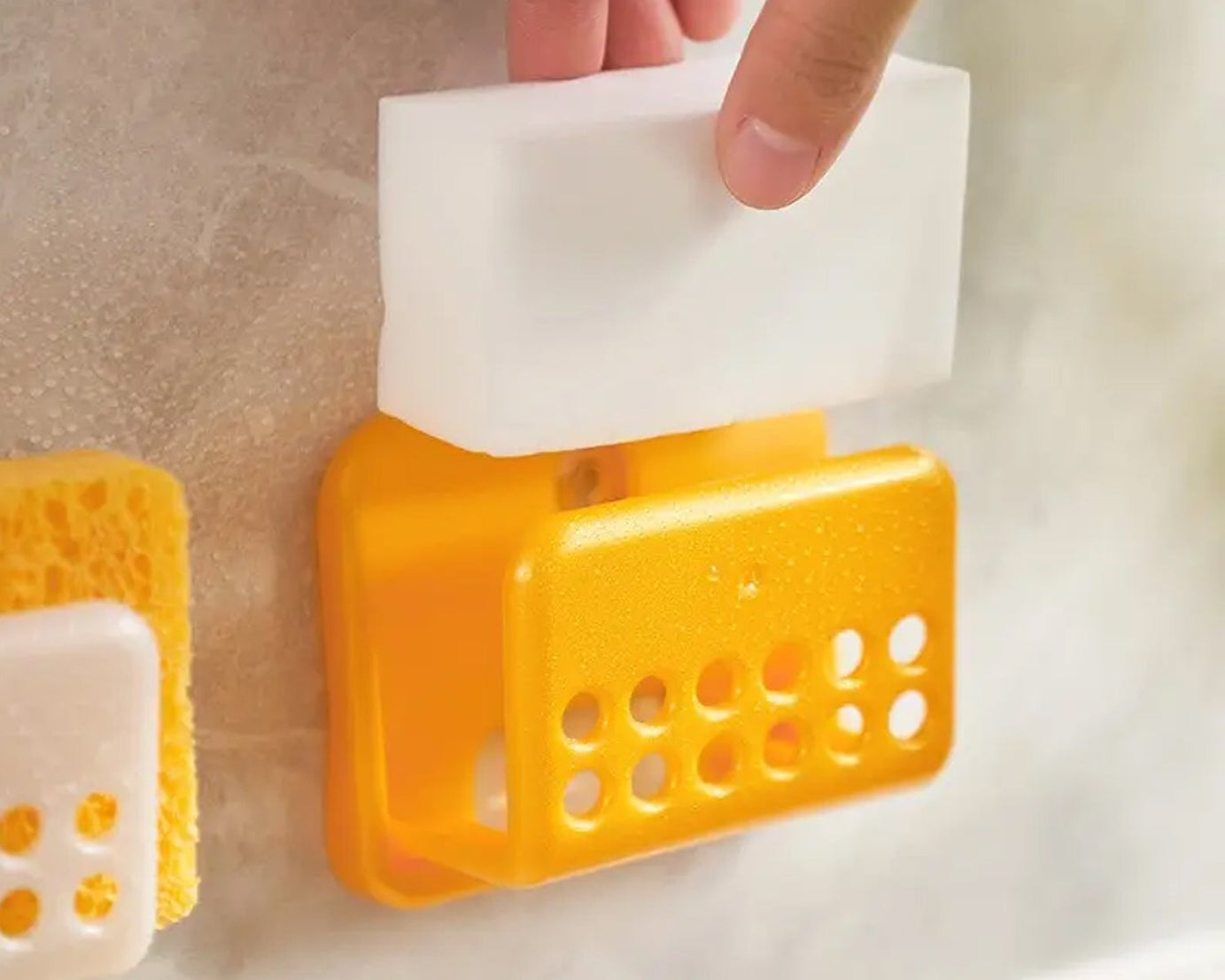Self-Adhesive Sponge and Soap Holder | No-Drill Sink Organizer & Multipurpose Kitchen Caddy
