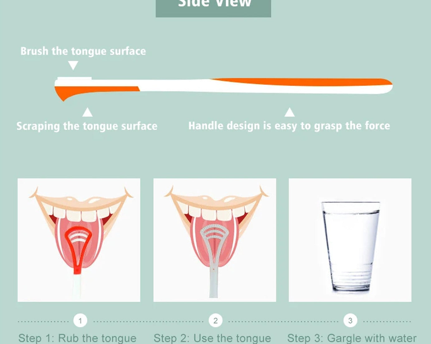 Tongue Scraper and Tongue Brush Great for Oral Care, Help Fights Bad Breath and Freshen The Breath, Tongue Cleaner for Adults and Kids, Easy to Use, Comfortable Safe and Anti-Slip Simple and Stylish Odor Removal (1 Pc)