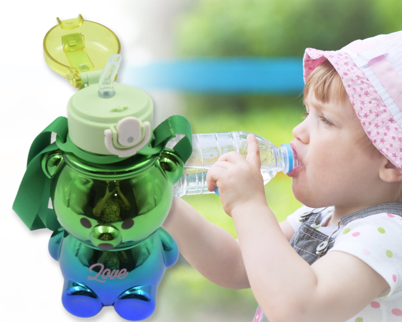 Cute Plastic Water Bottle, with adjustable shoulder strap and stickers, portable drinking cup Water Bottle For Kids | Water Bottle | Return Gift For Kids | Water Bottle With Straw | School Water Bottle (1 Pc)
