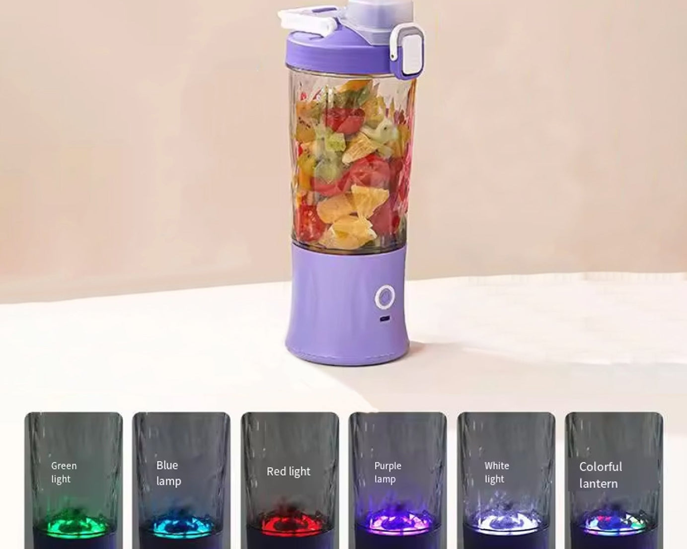 Eletric Crusher Juicer With Multicolor Light, 8 Blades (600 ML / Multicolor)
