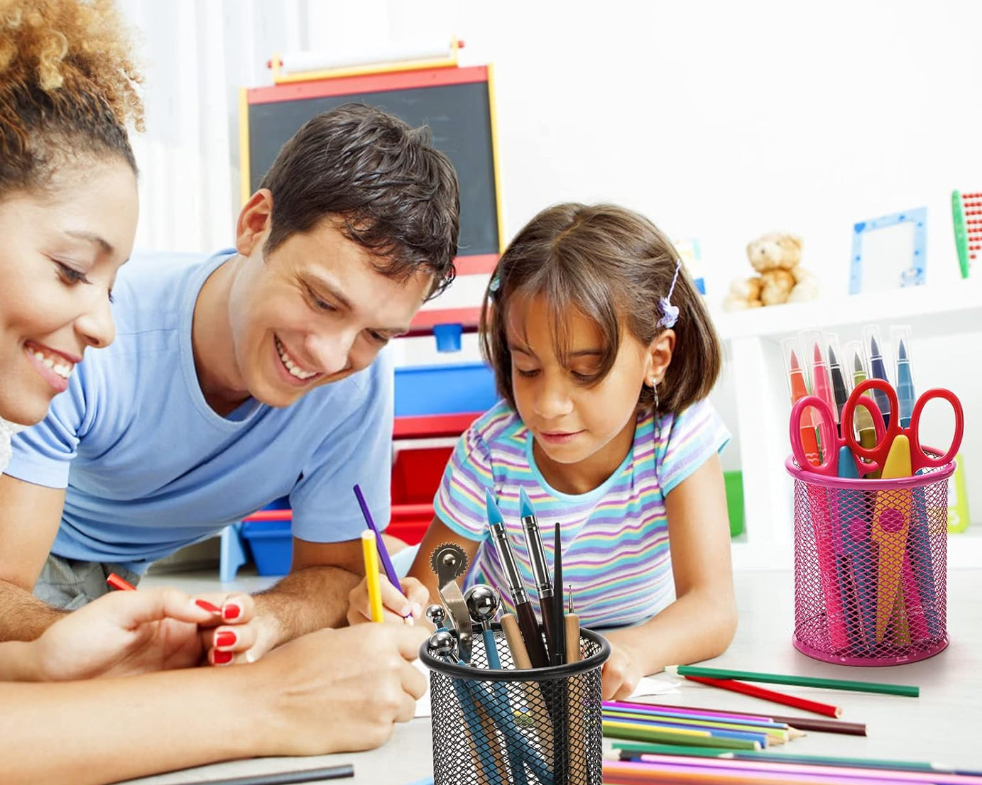 Metal Mesh Pen Holder for Desk (1 Pc): Pen Stand, Pencil Organizer, Stationery Storage