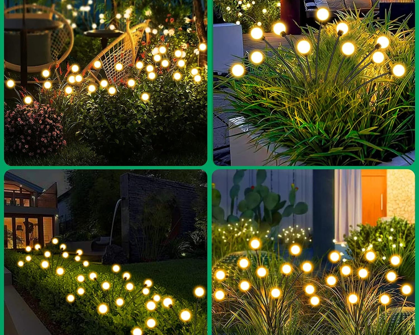 Solar Garden Lights, Solar - Powered Firefly Lamp, New Upgraded Solar Firefly Lights Outdoor Waterproof, Solar Outdoor Decorative Lights for Yard Gardening Patio Backyard Pathway Décor (2 PCS Set 12 LED (Warm Light))