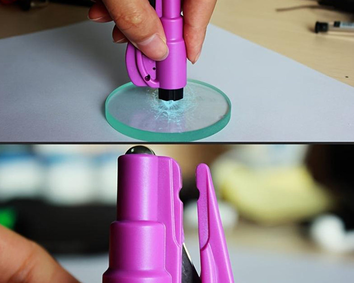 2 in 1 Emergency Safety Cutter with Key Chain, Small Portable Handy Emergency Safely Glass Breaking & Seat Belt Cutting Keychain Tool