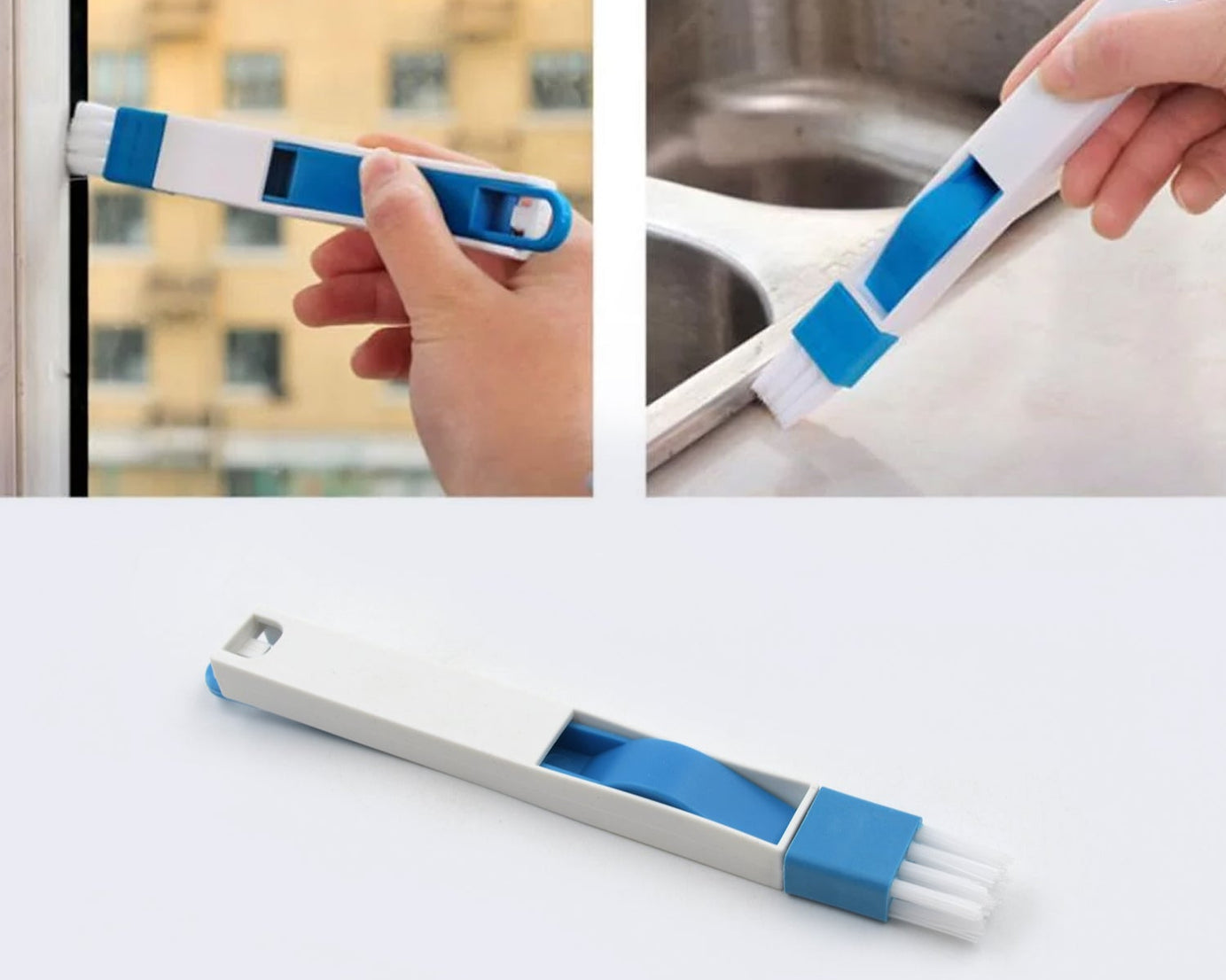 2 in 1 Multi-Function Plastic Window Slot Keyboard Wardrobe Dust Removal Cleaning Brush