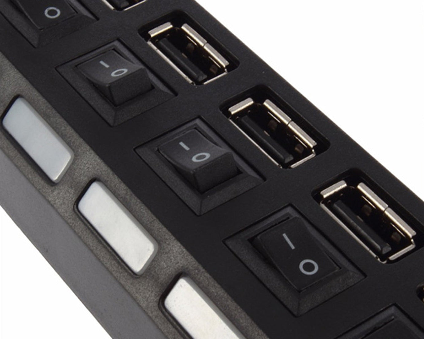 USB Splitter Multi Port USB 2.0 Hub, 7 Port with Independent On/Off Switch and LED Indicators USB A Port Data Hub, Suitable for PC Computer Keyboard Laptop Mobile HDD, Flash Drive Camera Etc