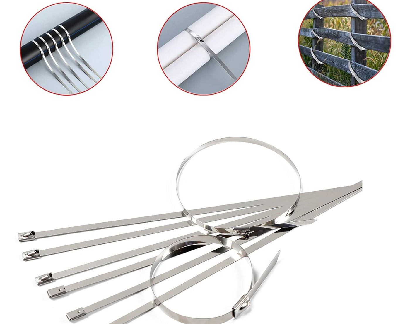 Stainless Steel Cable TIE Used for Solar, Industrial and Home Improvement Multipurpose HIGH Strength, Self-Locking Zip Ties, Multi-purpose Tie, Portable Rustproof 100Pcs Wide Application Zip Tie Set for Building (4.6x100MM /  100 pcs Set)