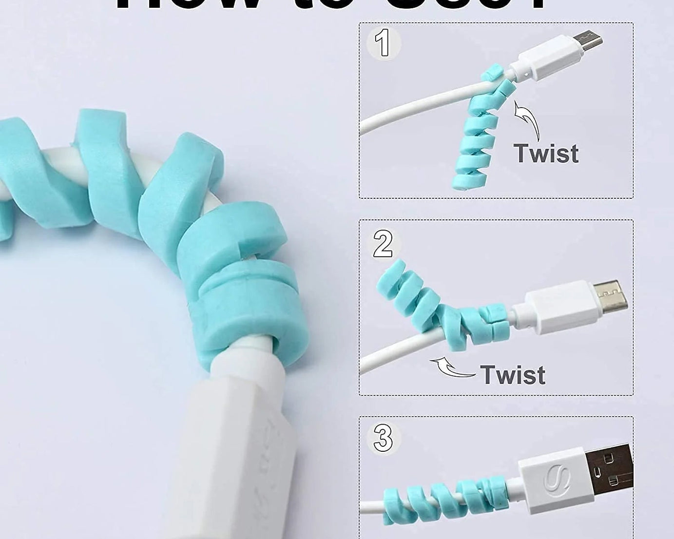 Spiral Charger Cable Protector Data Cable Saver Charging Cords Protective for All Universal Earphone & Cable Cover (Pack of 10)