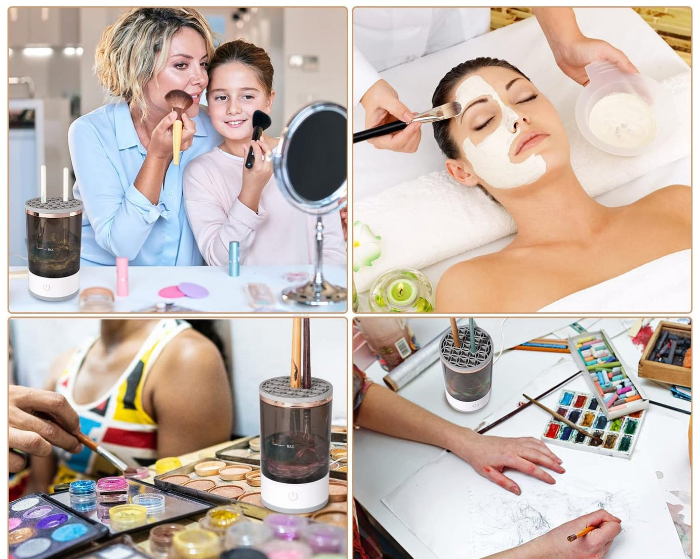 Automatic Makeup Brush Cleaner Fast Electric Brush Cleaner Hand Free Machine Super Clean Brush Washer & Brushes Organizer Tool (1 Pc)
