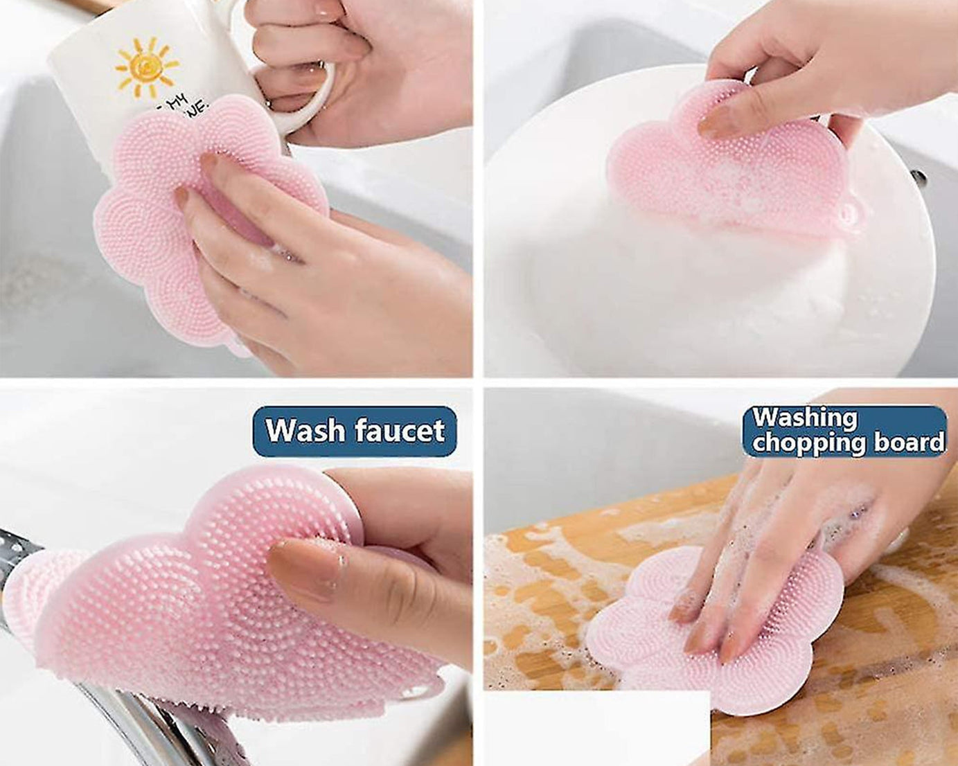 7215 Multifunction Silicone Sponge Dish Washing Kitchen Scrubber, Dishwashing Brush Silicone Kitchen Brush Flower Shape Cleaning Brushes for Home Restaurant Easy Cleaning Tool Heat-Resistant Mat Kitchen Home Gadgets (1 Pc)