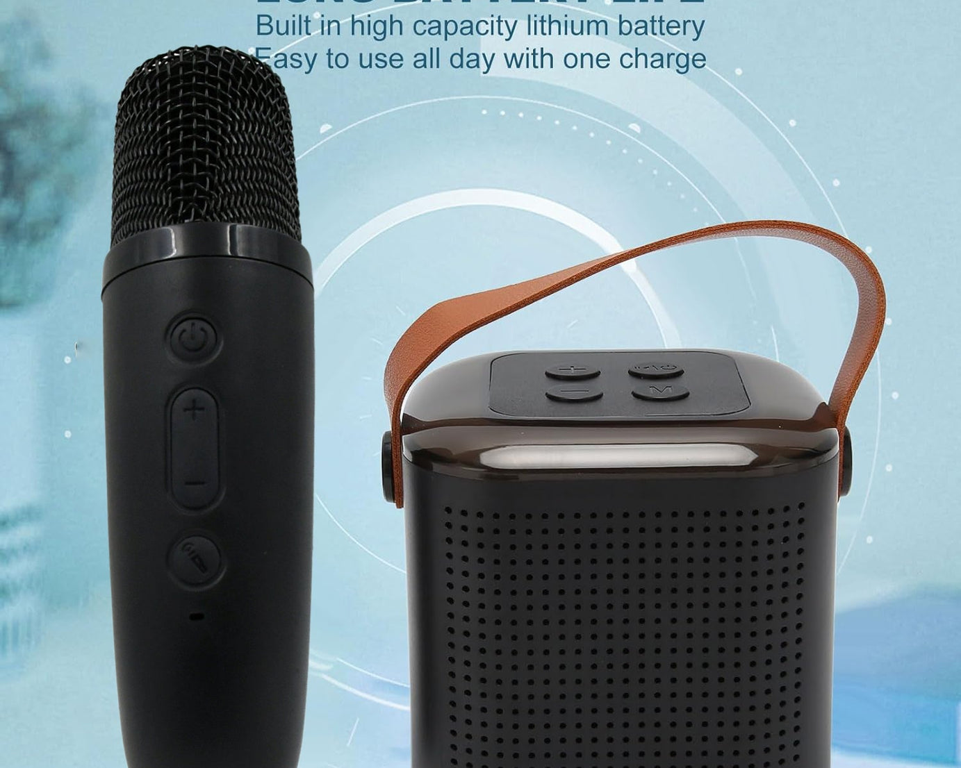 Wireless Speaker Microphone Set, RGB Light Support Memory Card PortableKaraoke Machine Perfect  for Travel TV
