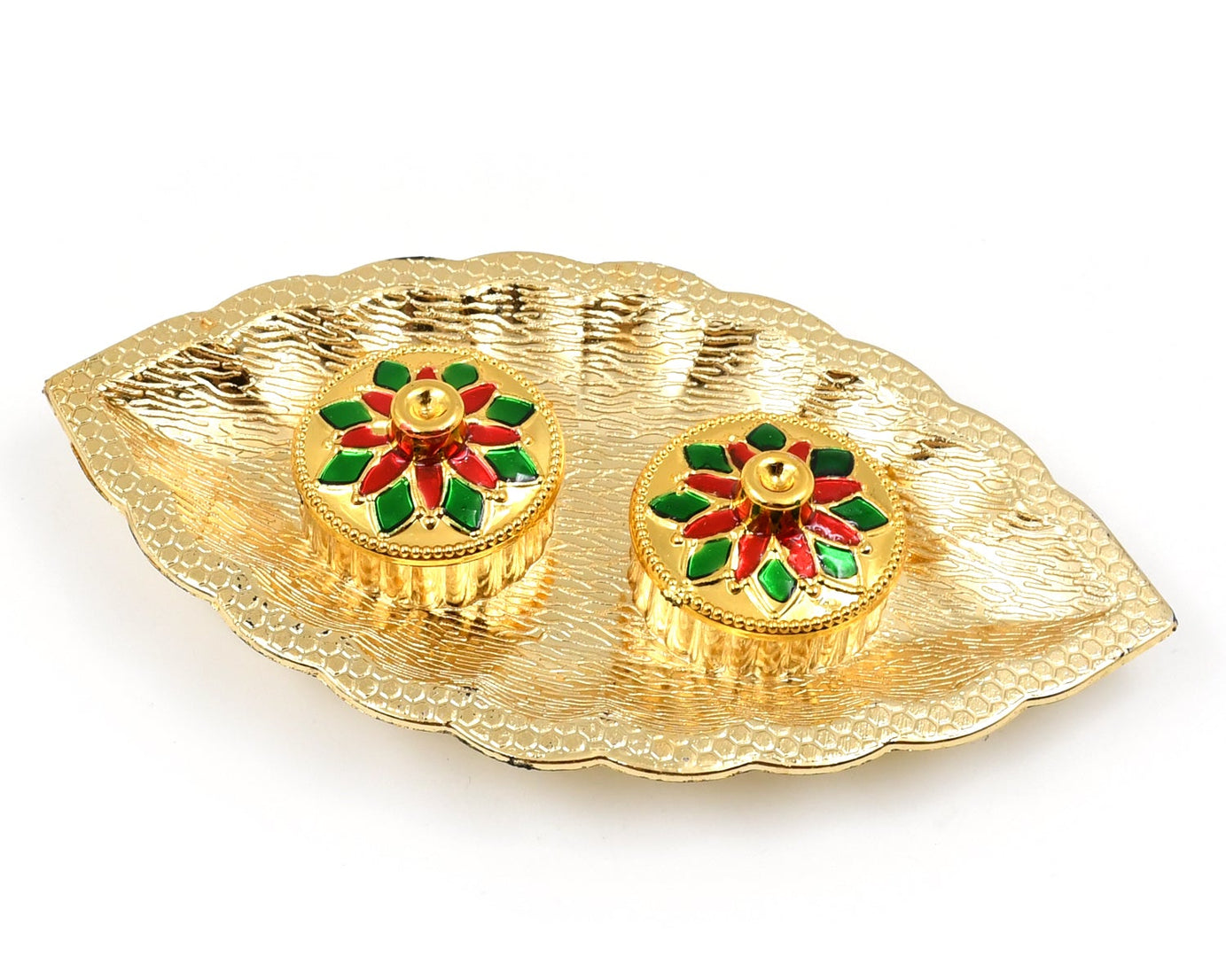 Leaf Shape Special Puja Thali (1 Pc / Mix Design)
