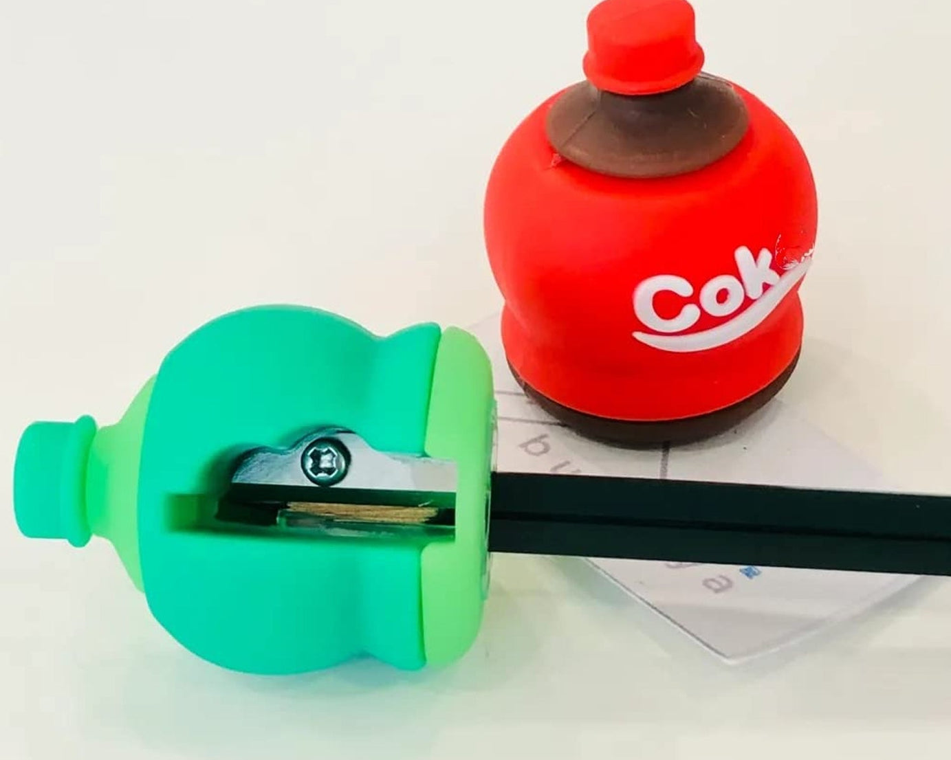 2-in-1 3D Cold Drink Bottle Shape Rubber Pencil Sharpener and Eraser Set, Stationery for Kids School Boys Girls, Birthday Return Gifts (1 Pc )