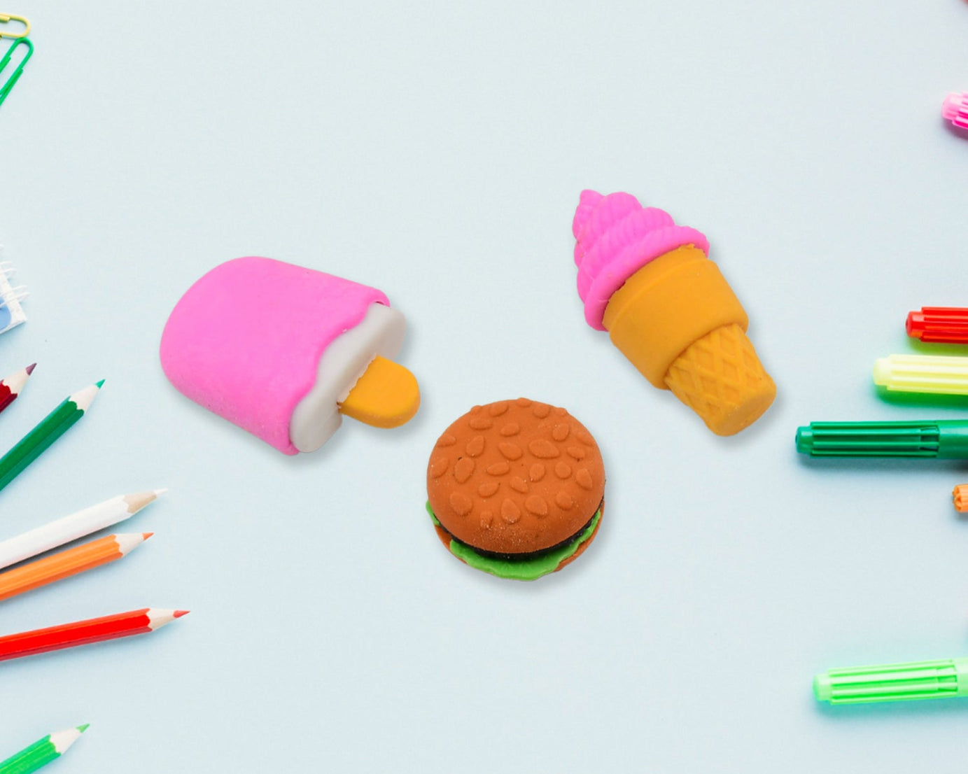 Mix Design Fancy & Stylish Colorful Erasers (1 Set / 3 Pc Set)