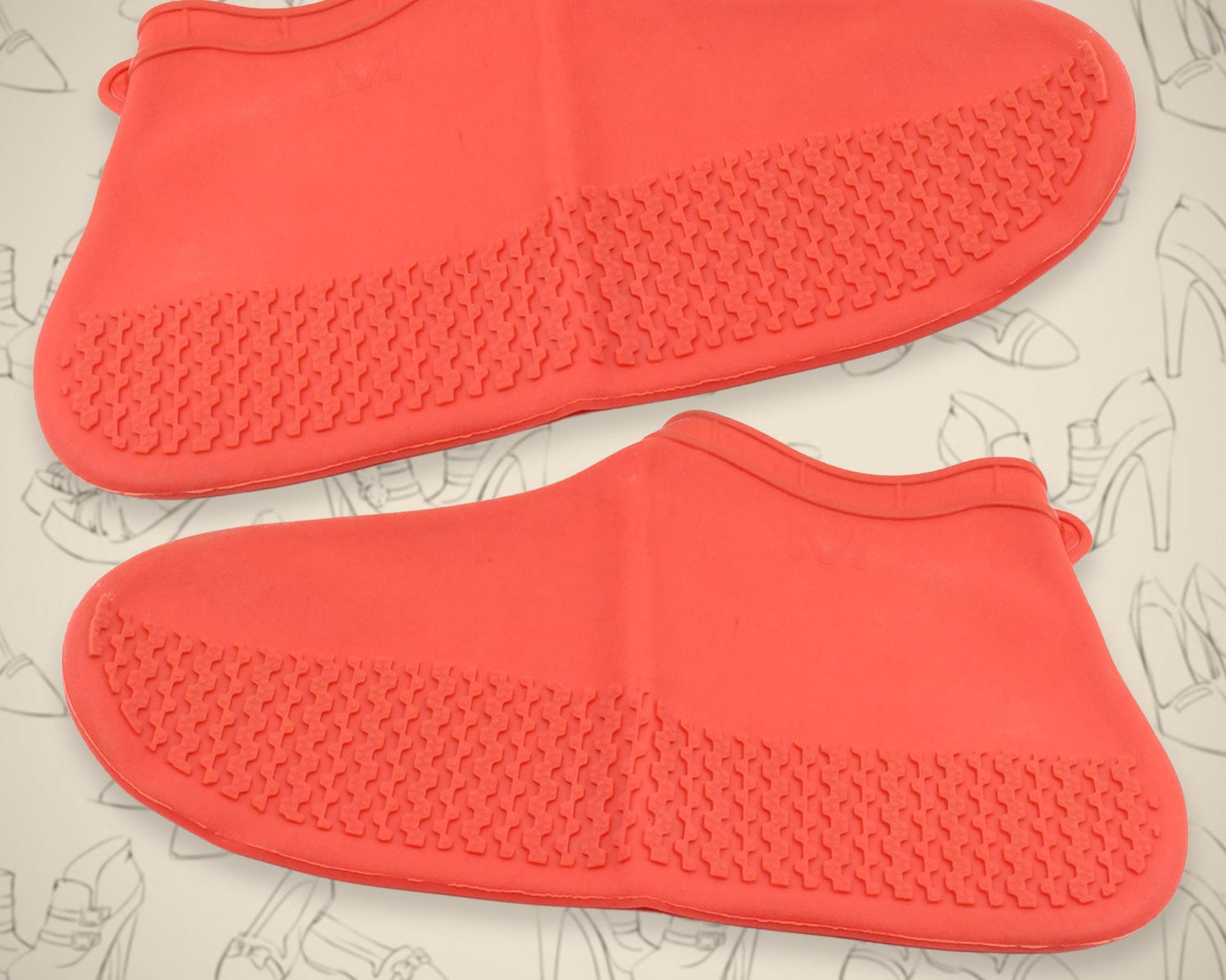Non-Slip Silicone Rain Reusable Anti skid Waterproof Fordable Boot Shoe Cover (Medium Size / 1 Pair / Red)