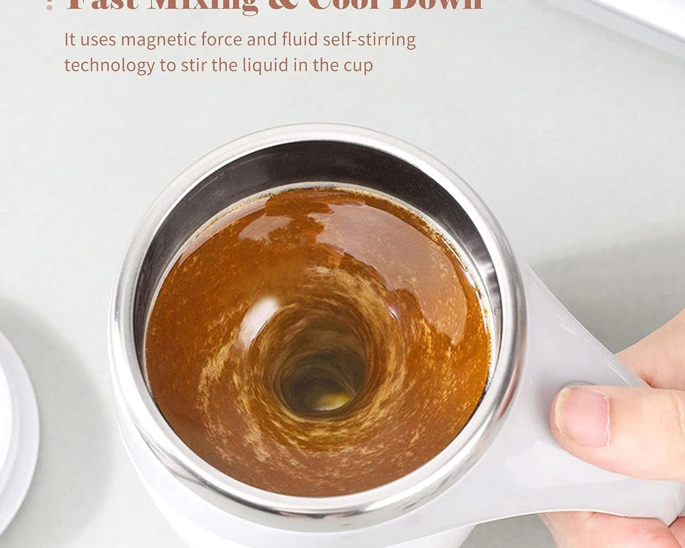 Stirring Coffee Mug | Magnetic Stirring Coffee Cup | Stainless Steel Mug for Milk | Travel Mixing Cup | Self Stirring Coffee Mug, Suitable for Coffee / Milk / Hot Chocolat | Battery Operated ( Battery Not Included)