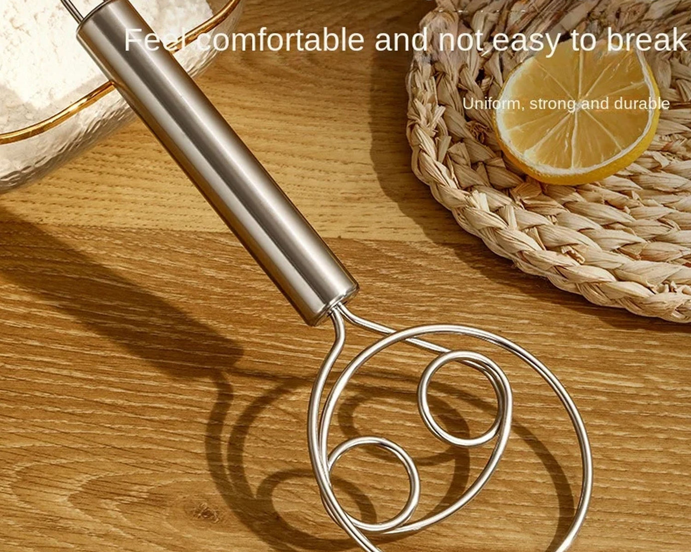 Dough Whisk, Premium Stainless Steel Dutch Whisk, Dough Hand Mixer Artisan Blender For Egg, Bread, Cake, Pastry, Pizza Dough - Perfect Baking Tools, Whisking, Tirring Kitchen Tools (1 Pc)