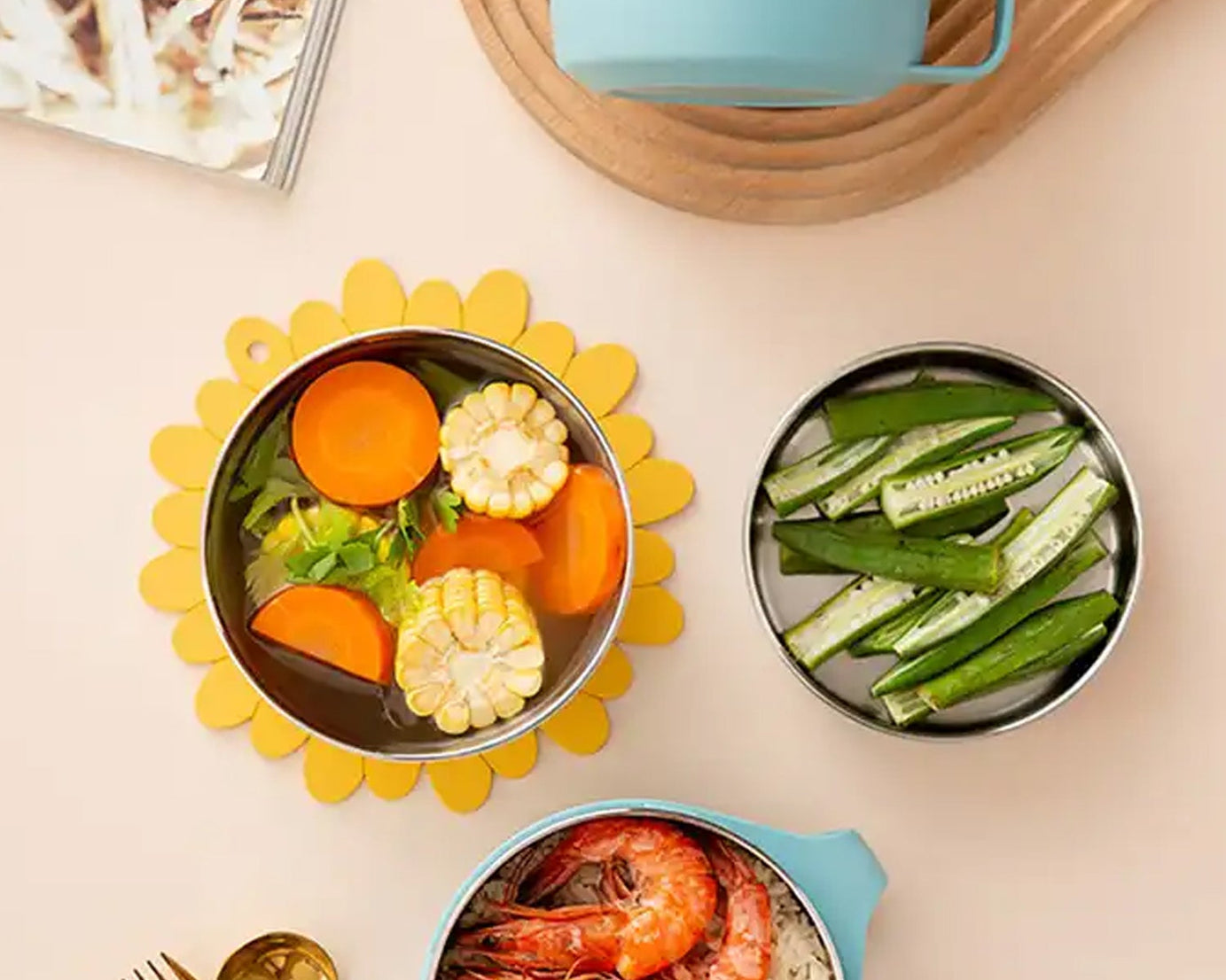 5843 Vacuum Food Flask, Insulation Large Capacity Double Layer Structure Non Slip Labor Saving and Safe Stainless Steel Inner Tank Lunch Box/  Noodle Bowl for Camping Picnic for School Office Outdoor (1 Pc)