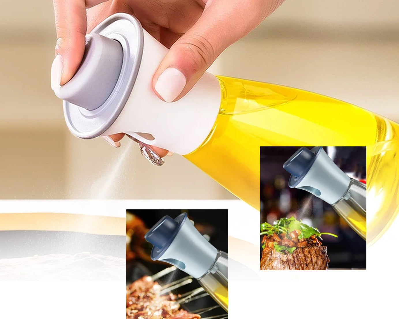 Oil Dispenser Bottle, Oil and Vinegar Cruet, Oil Sprayer Dispenser, Olive Oil Dispenser 200 ml Mist Oil Spray Bottle for Cooking with Plastic